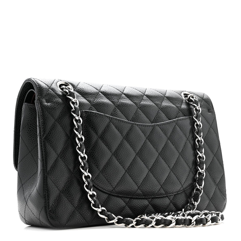 Caviar Quilted Medium Double Flap Black