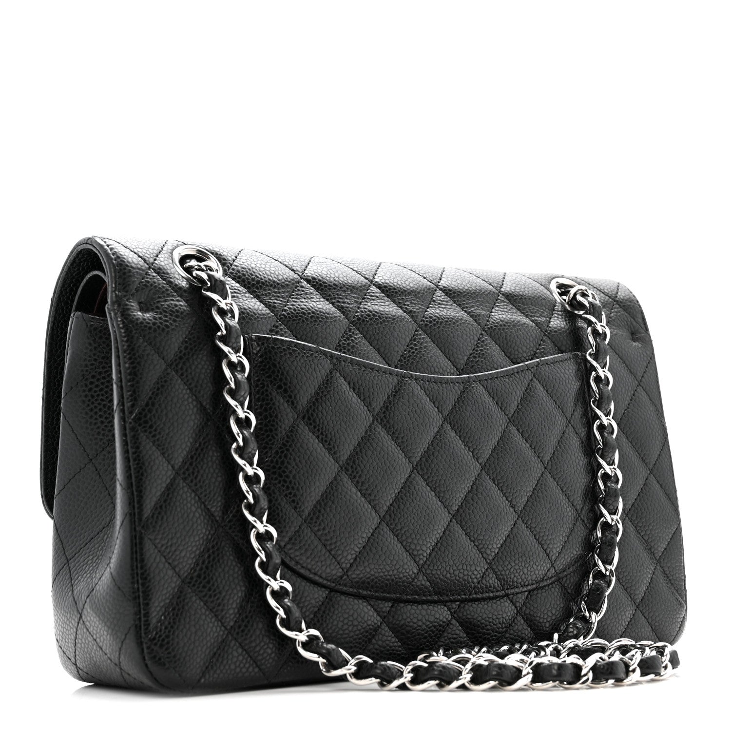 Caviar Quilted Medium Double Flap Black