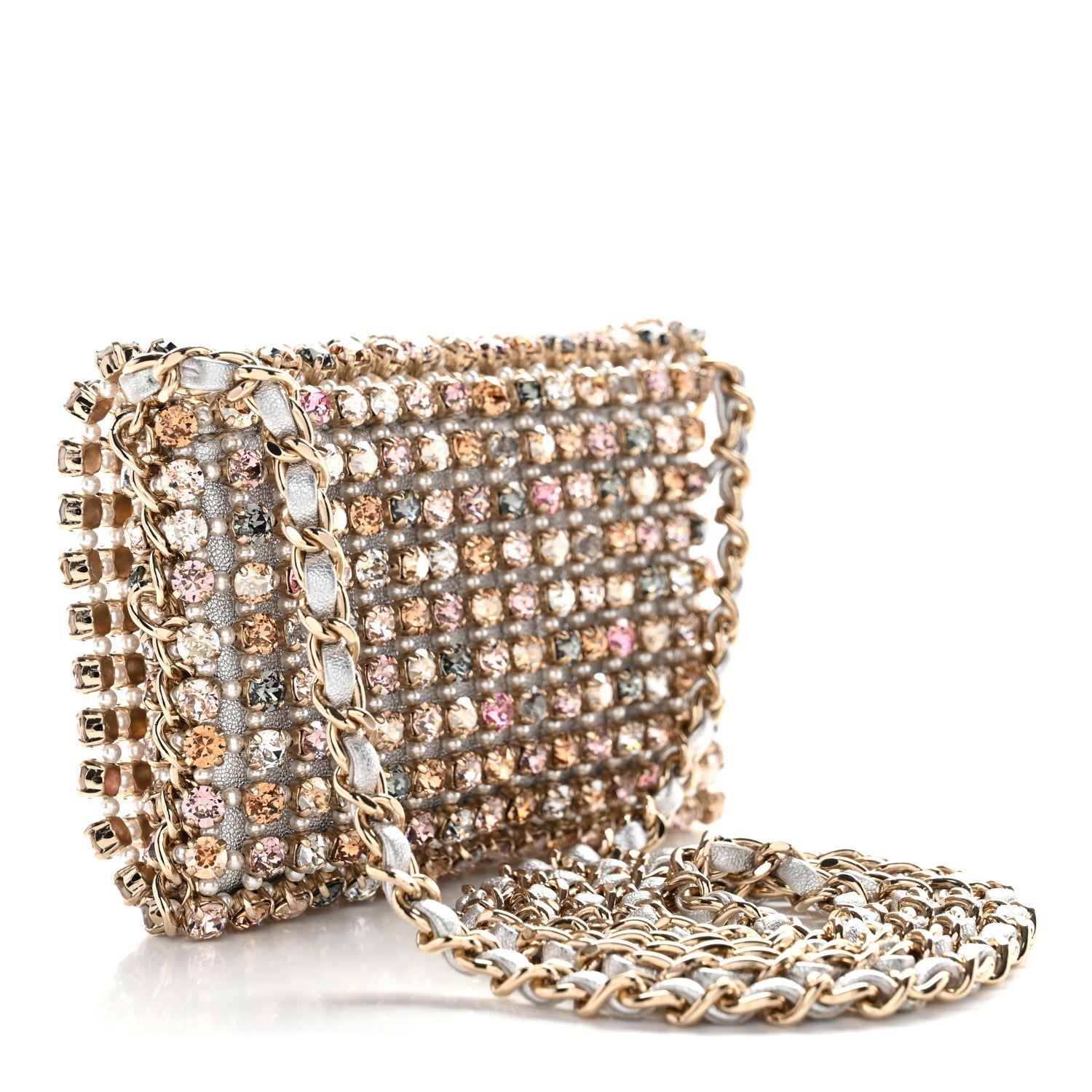 Metal Pearl Minaudiere CC Mini Evening Bag Multicolor