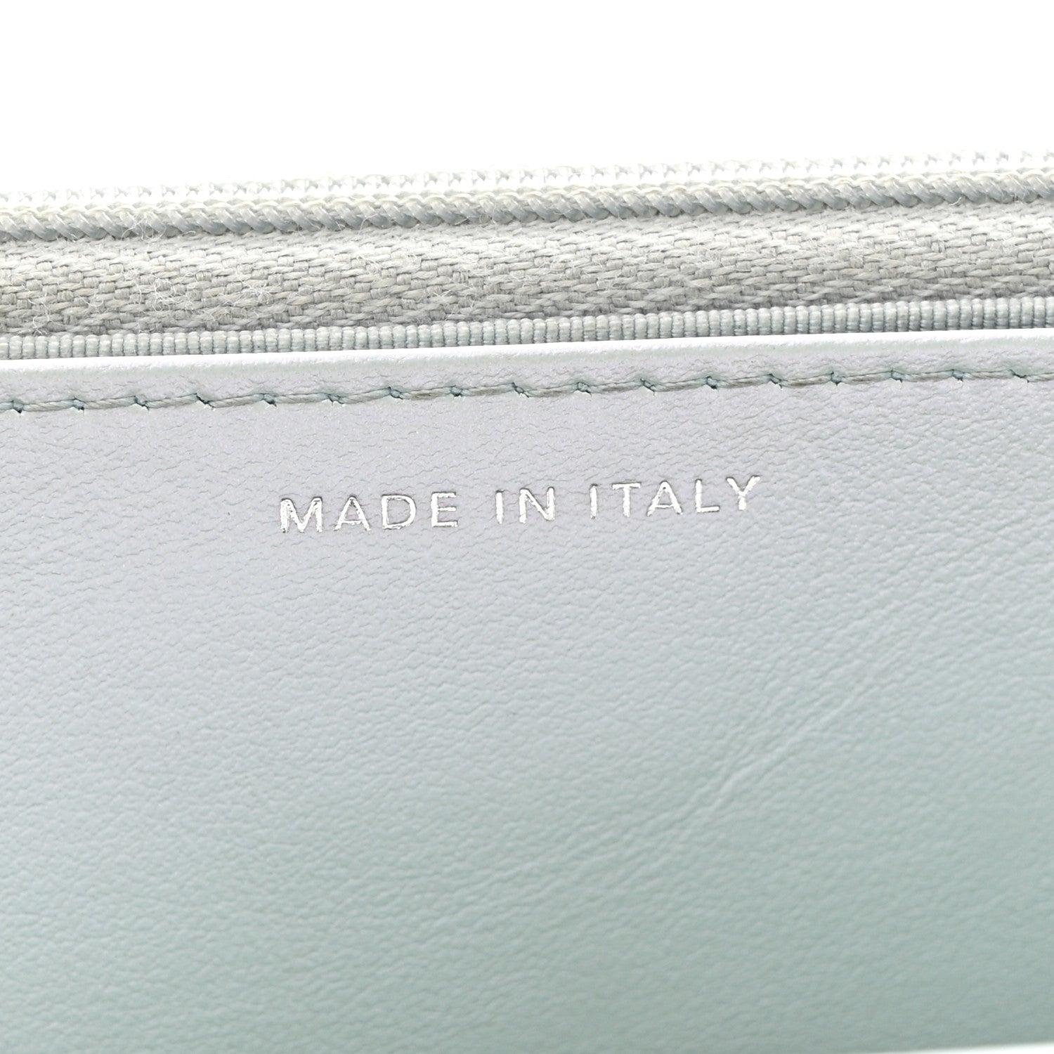 Iridescent Calfskin Quilted Wallet On Chain WOC Light Blue
