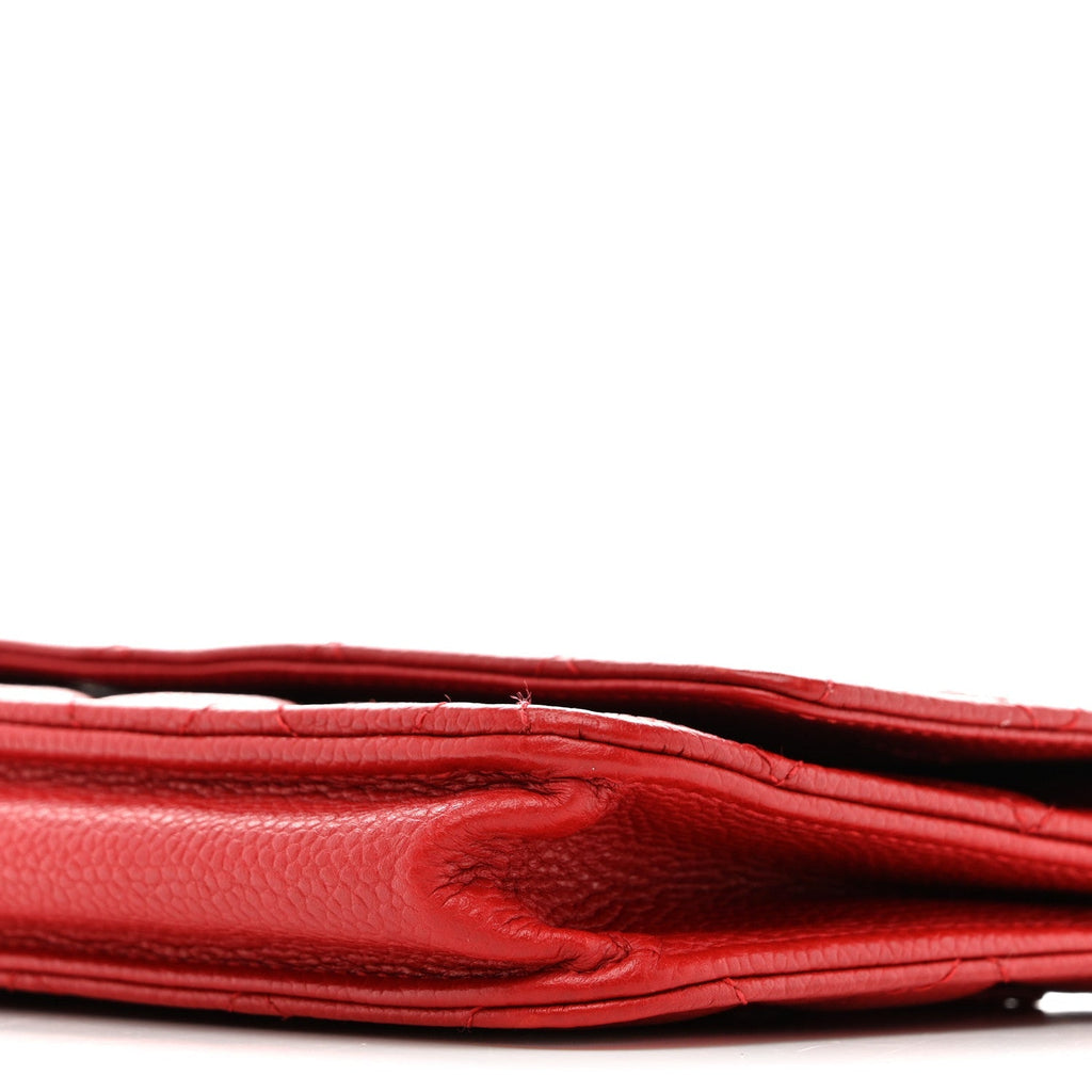Caviar Quilted Wallet on Chain WOC Red
