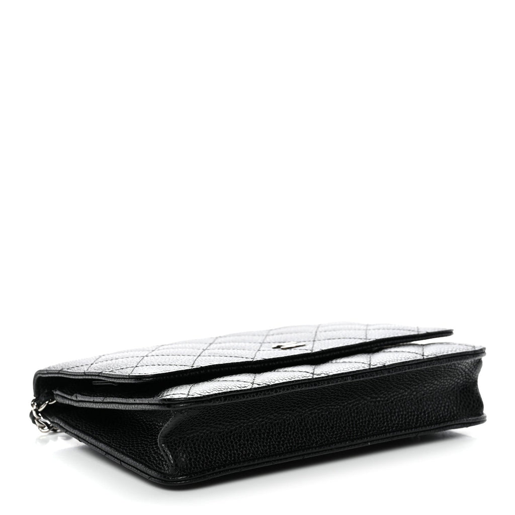Caviar Quilted Wallet on Chain WOC Black