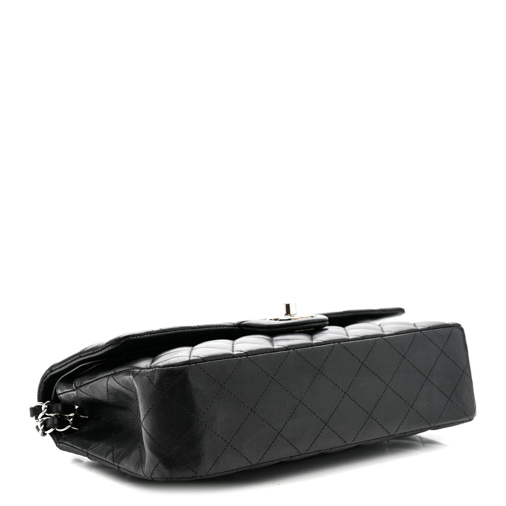 Lambskin Quilted Medium Double Flap Black