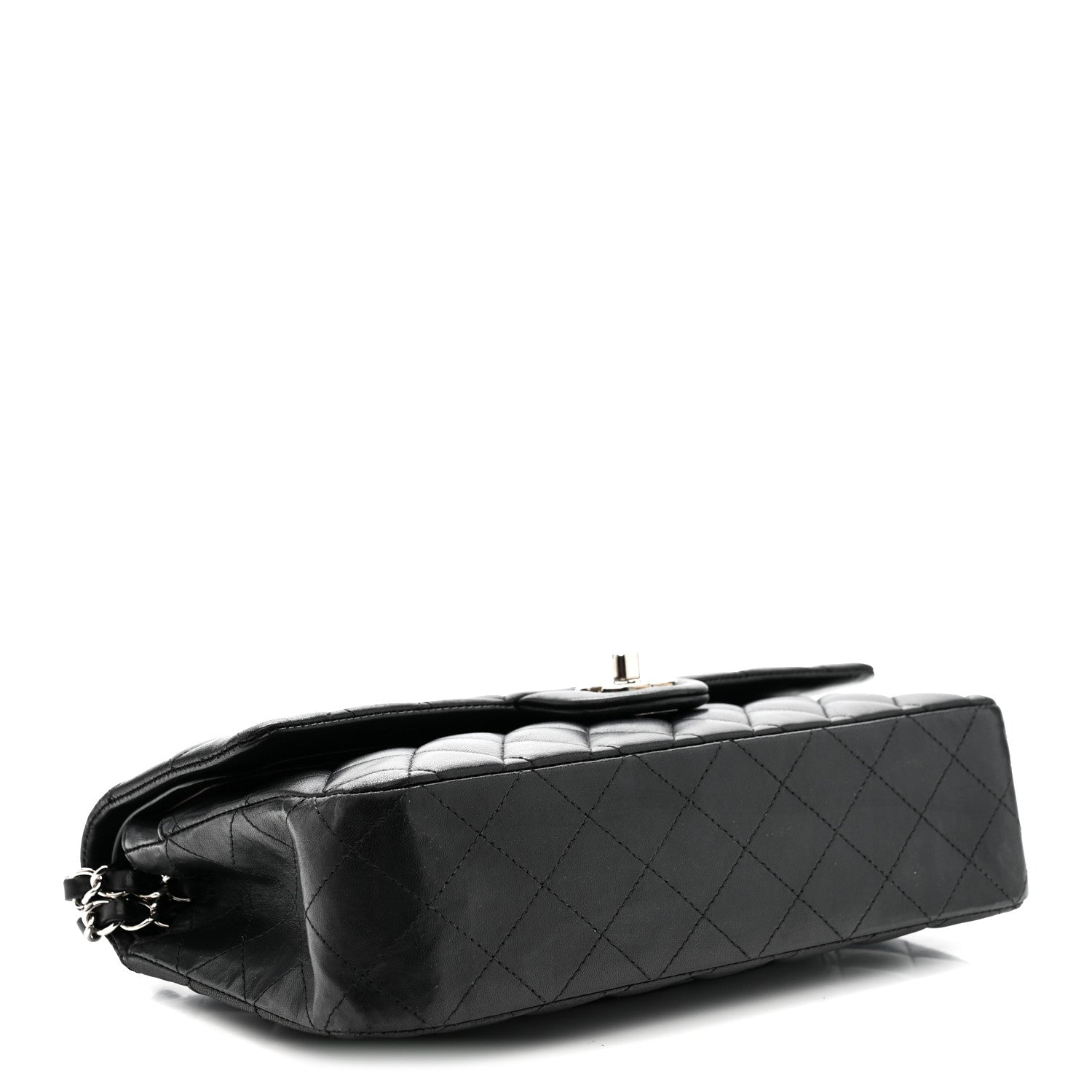 Lambskin Quilted Medium Double Flap Black