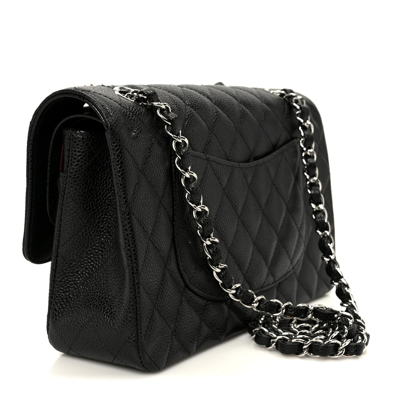 Caviar Quilted Medium Double Flap Black