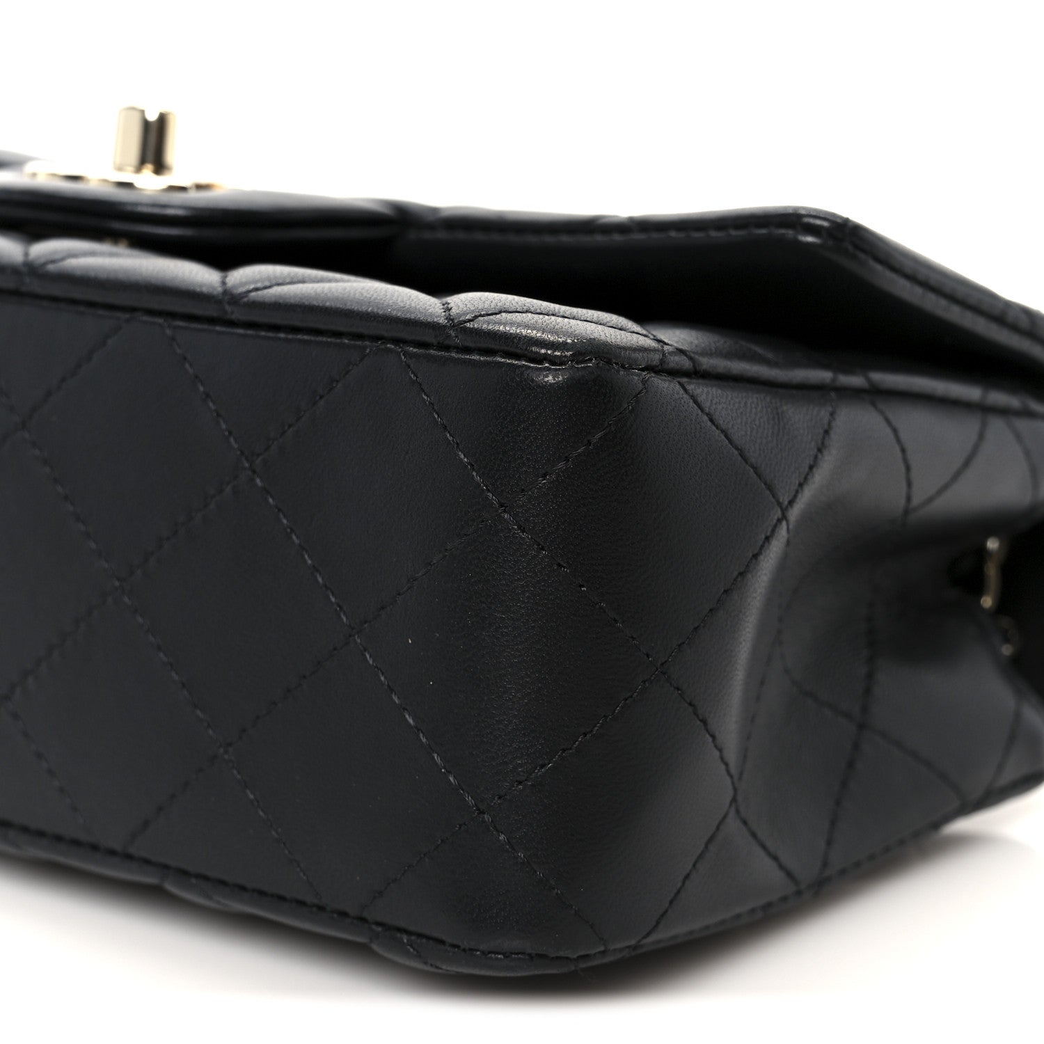 Lambskin Quilted Mini Rectangular Flap Black