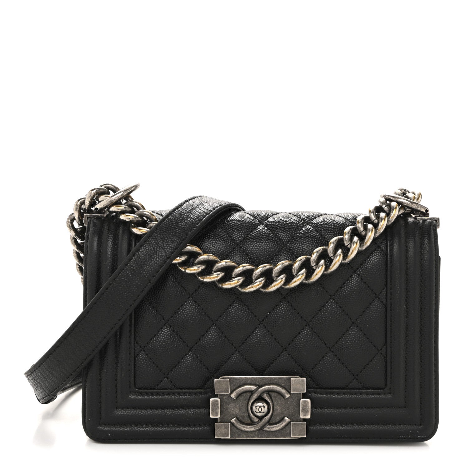 Caviar Quilted Small Boy Flap Black