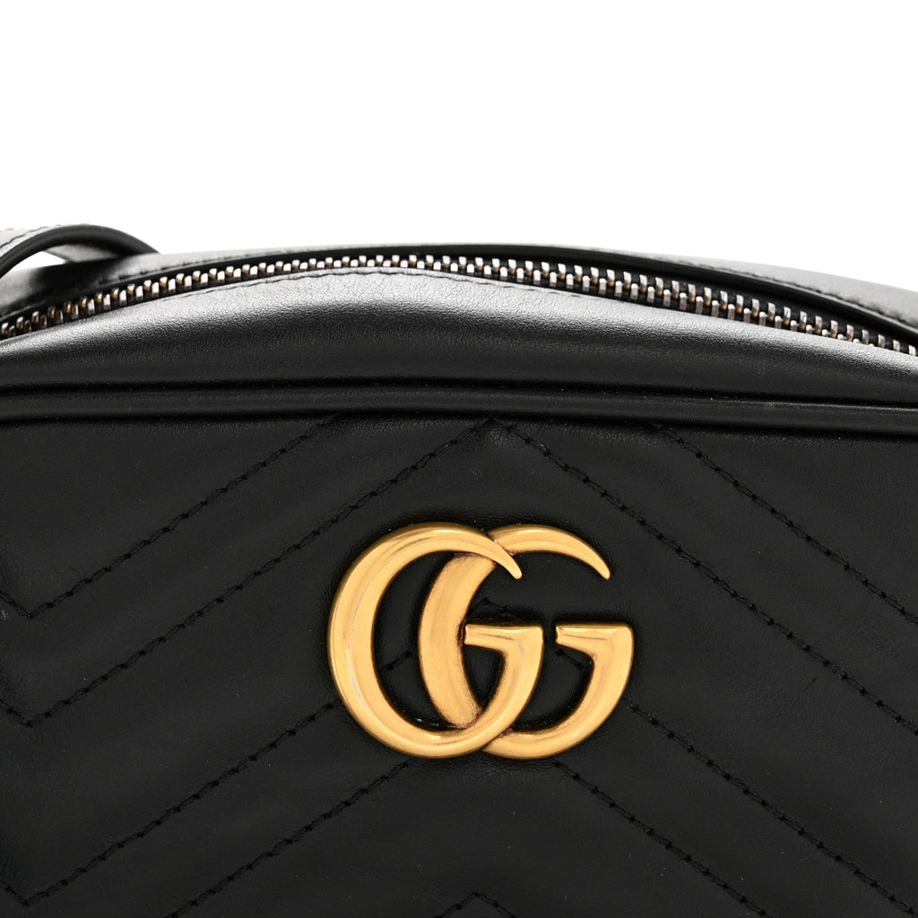 Calfskin Matelasse Mini GG Marmont Chain Shoulder Bag Black
