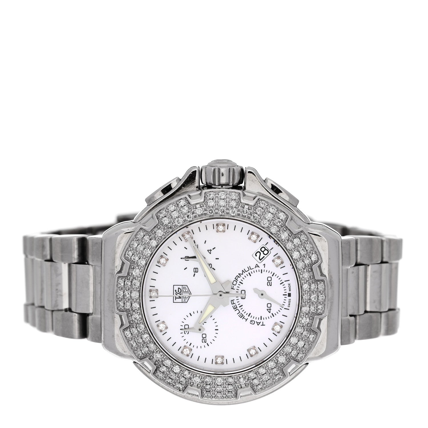 Stainless Steel Diamond Bezel Mother of Pearl 36mm Formula 1 Lady Quartz Watch CAC1310