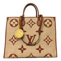 Raffia Calfskin Monogram Giant Onthego GM Tan