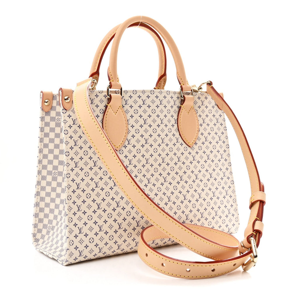 Monogram Damier Calfskin Romance Onthego PM Azure Blue Sand