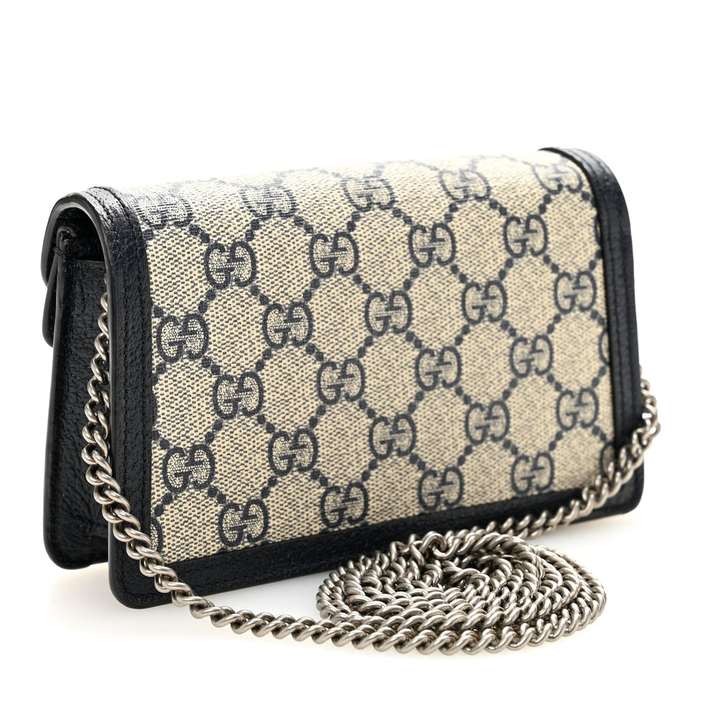 GG Supreme Monogram Textured Dollar Calfskin Super Mini Dionysus Shoulder Bag Beige Blue