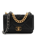 Lambskin Quilted Chanel 19 Wallet On Chain WOC Black