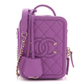 Caviar Quilted CC North South Filigree Vanity Case Purple