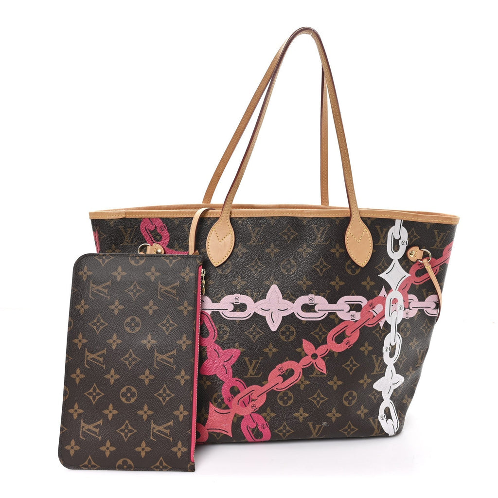 Monogram Bay Neverfull MM Rose Ballerine Poppy
