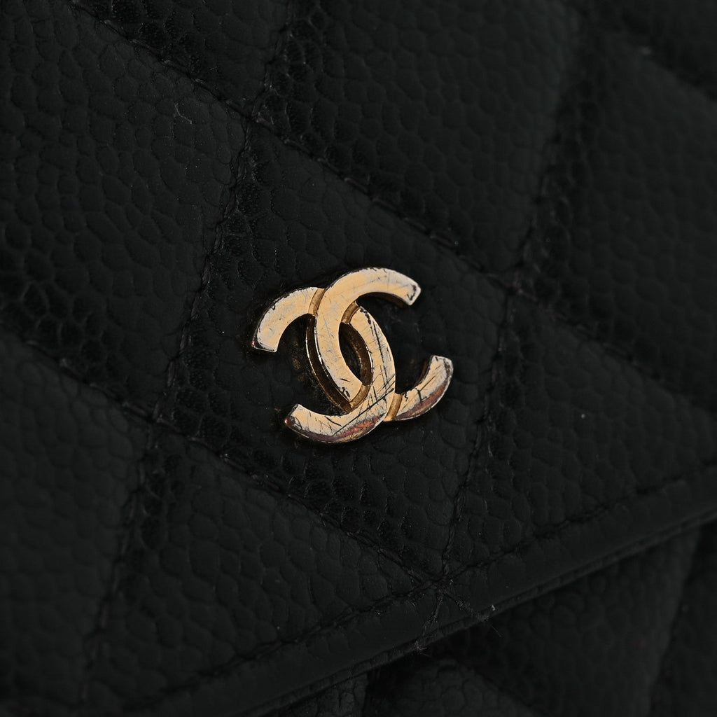 Caviar Quilted Wallet on Chain WOC Black
