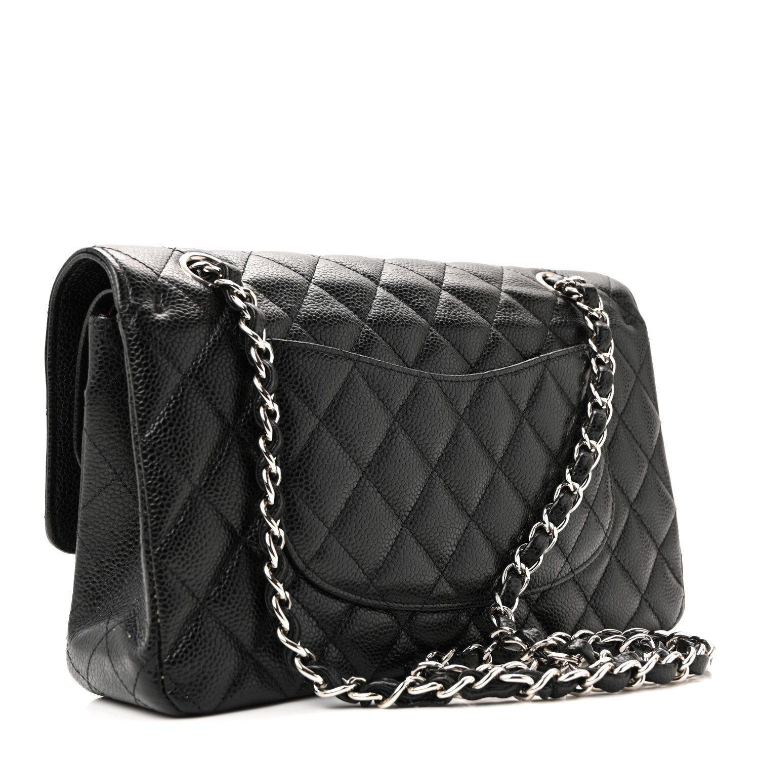 Caviar Quilted Medium Double Flap Black