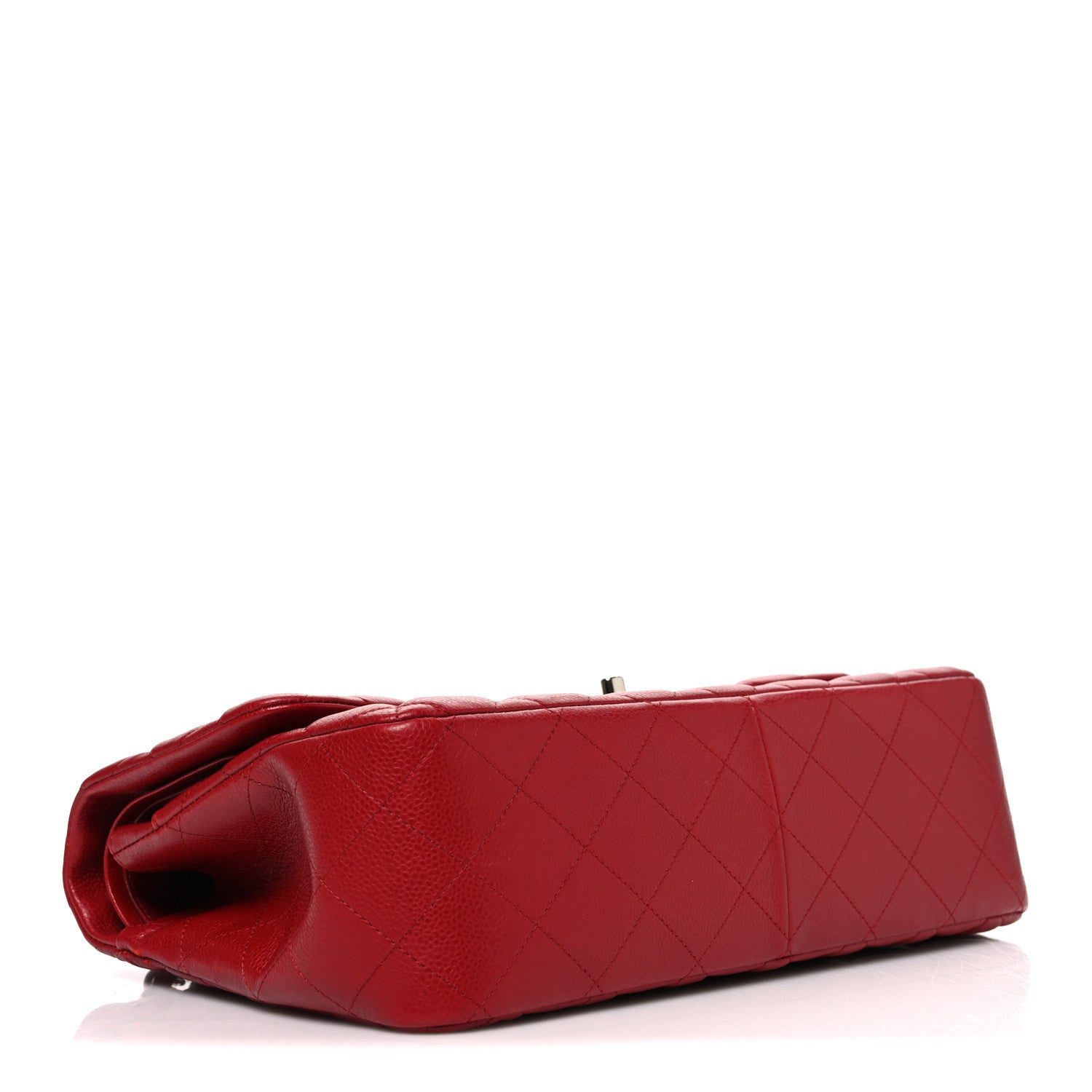 Caviar Quilted Jumbo Double Flap Dark Red