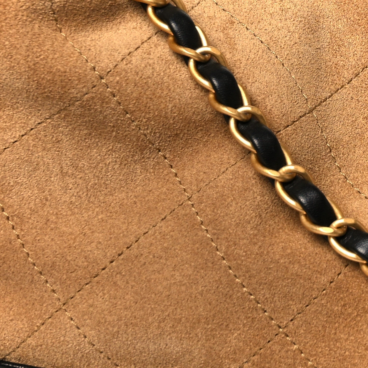 Suede Calfskin Shiny Lambskin Quilted Small Coco Base Shopping Bag Beige Black
