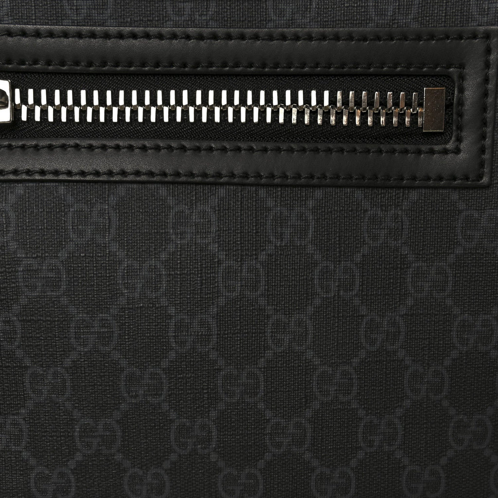 GG Supreme Monogram Web Small Flat Messenger Bag Black Grey