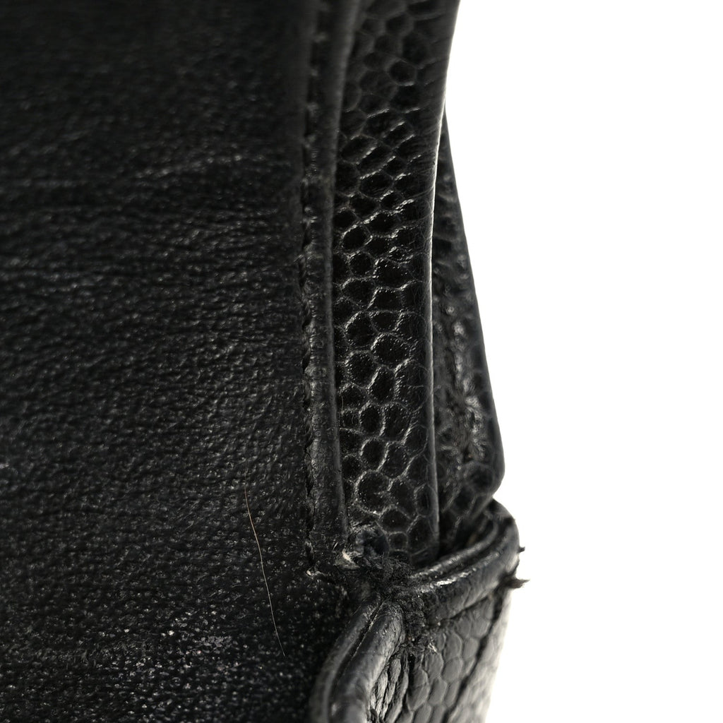 Caviar Quilted Medium Double Flap Black