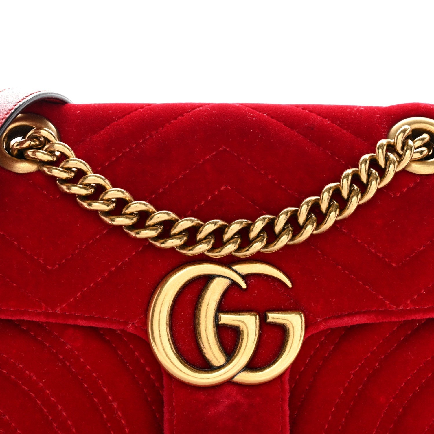 Velvet Matelasse Mini GG Marmont Shoulder Bag Hibiscus Red