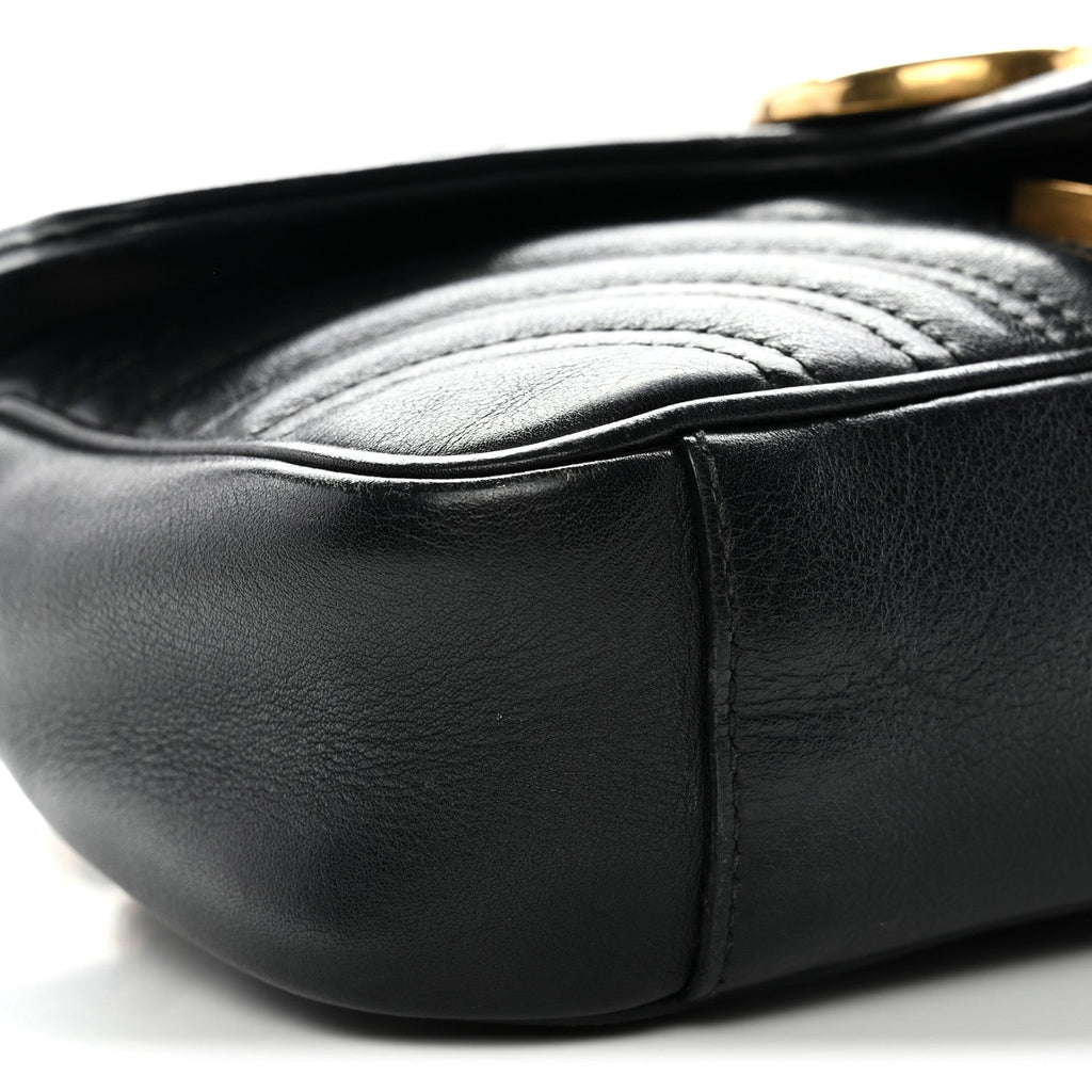 Calfskin Matelasse Mini GG Marmont Shoulder Bag Black