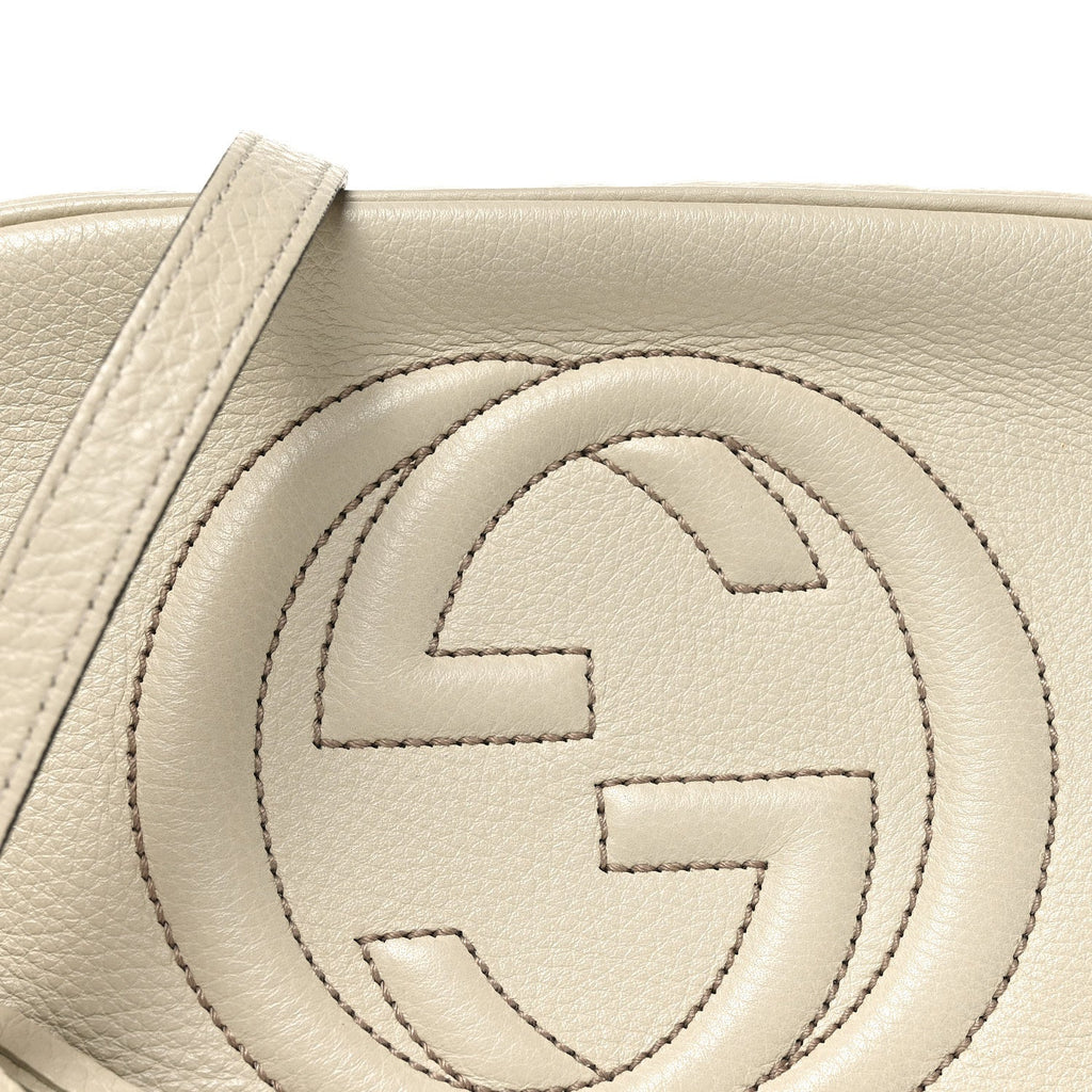 Pebbled Calfskin Small Soho Disco Bag Off White