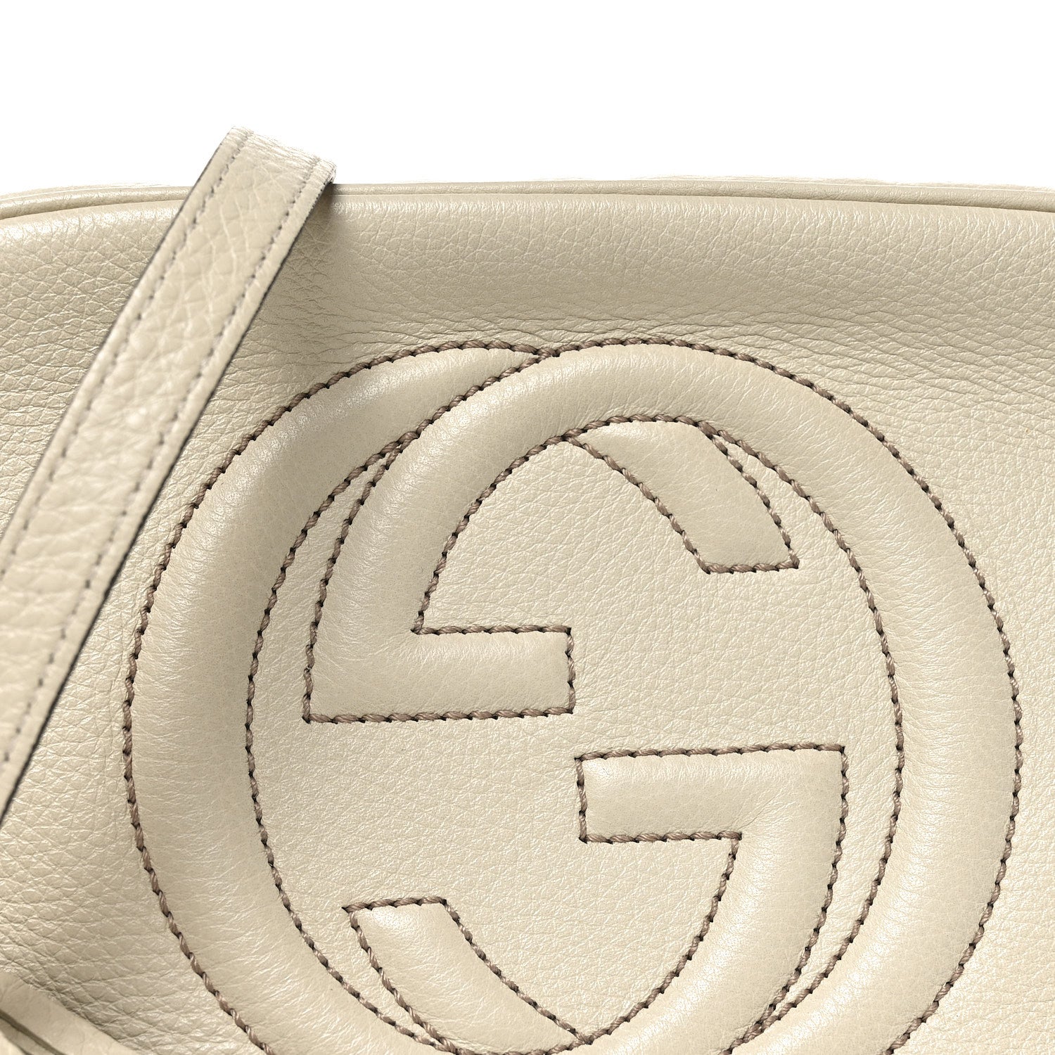 Pebbled Calfskin Small Soho Disco Bag Off White