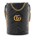 Calfskin Matelasse Mini GG Marmont 2.0 Bucket Bag Black