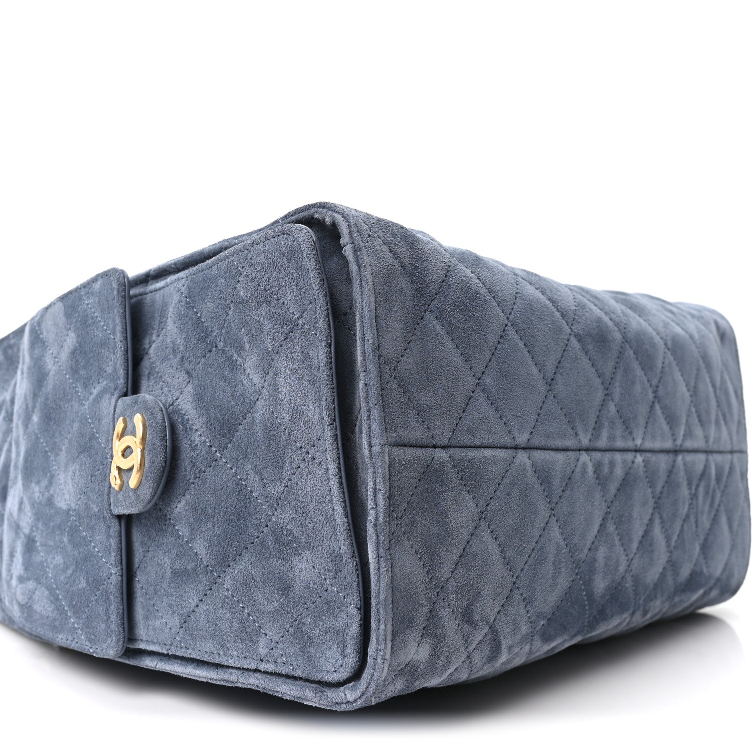 Suede Quilted Medium Chanel 25 Handbag Blue
