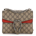 GG Supreme Monogram Suede Mini Dionysus Shoulder Bag Beige Ebony Vulcanic Red