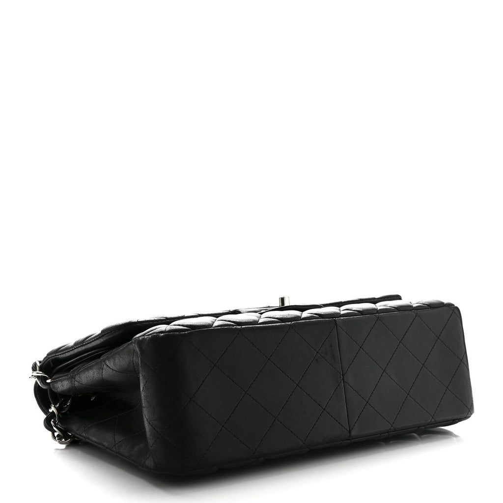 Lambskin Quilted Jumbo Double Flap Black