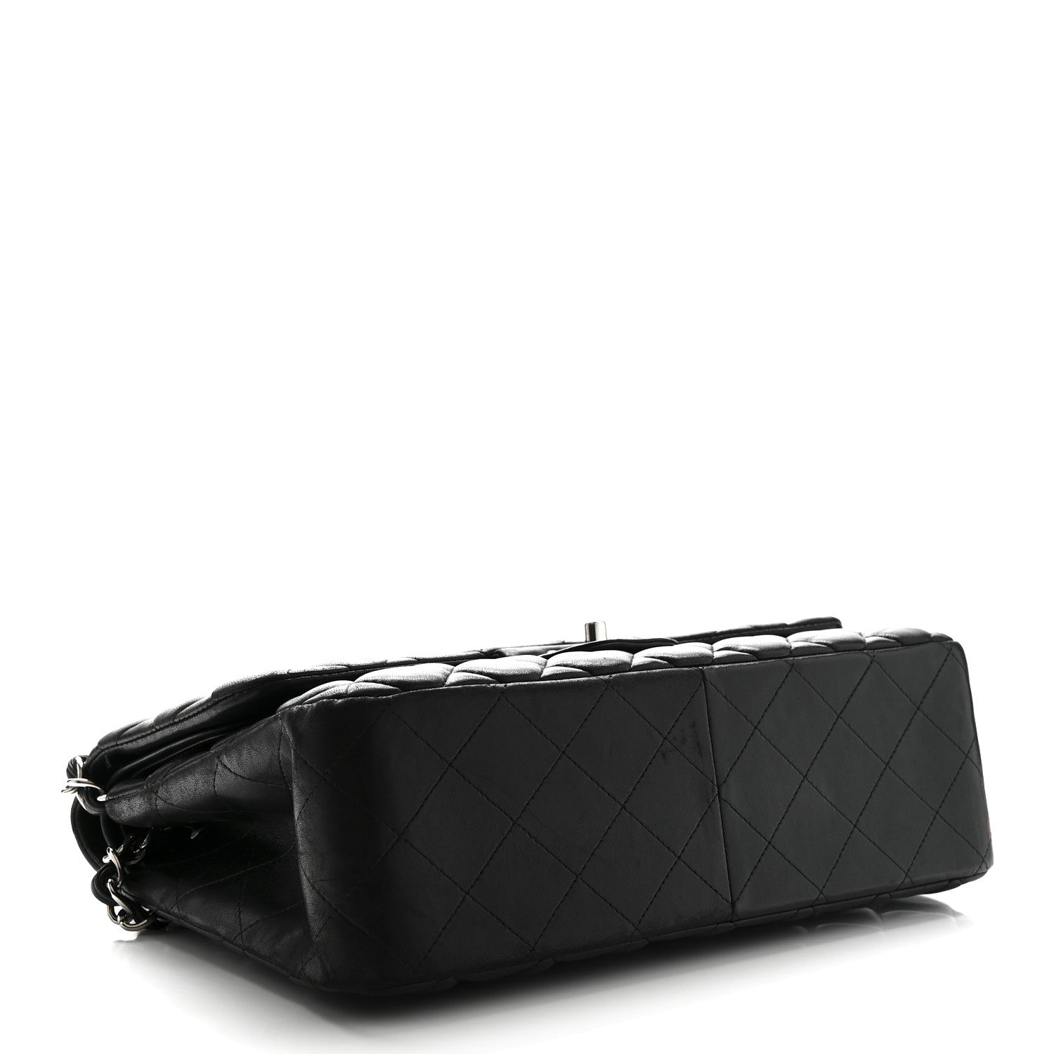 Lambskin Quilted Jumbo Double Flap Black