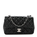 Lambskin Quilted Mini Rectangular Flap Black