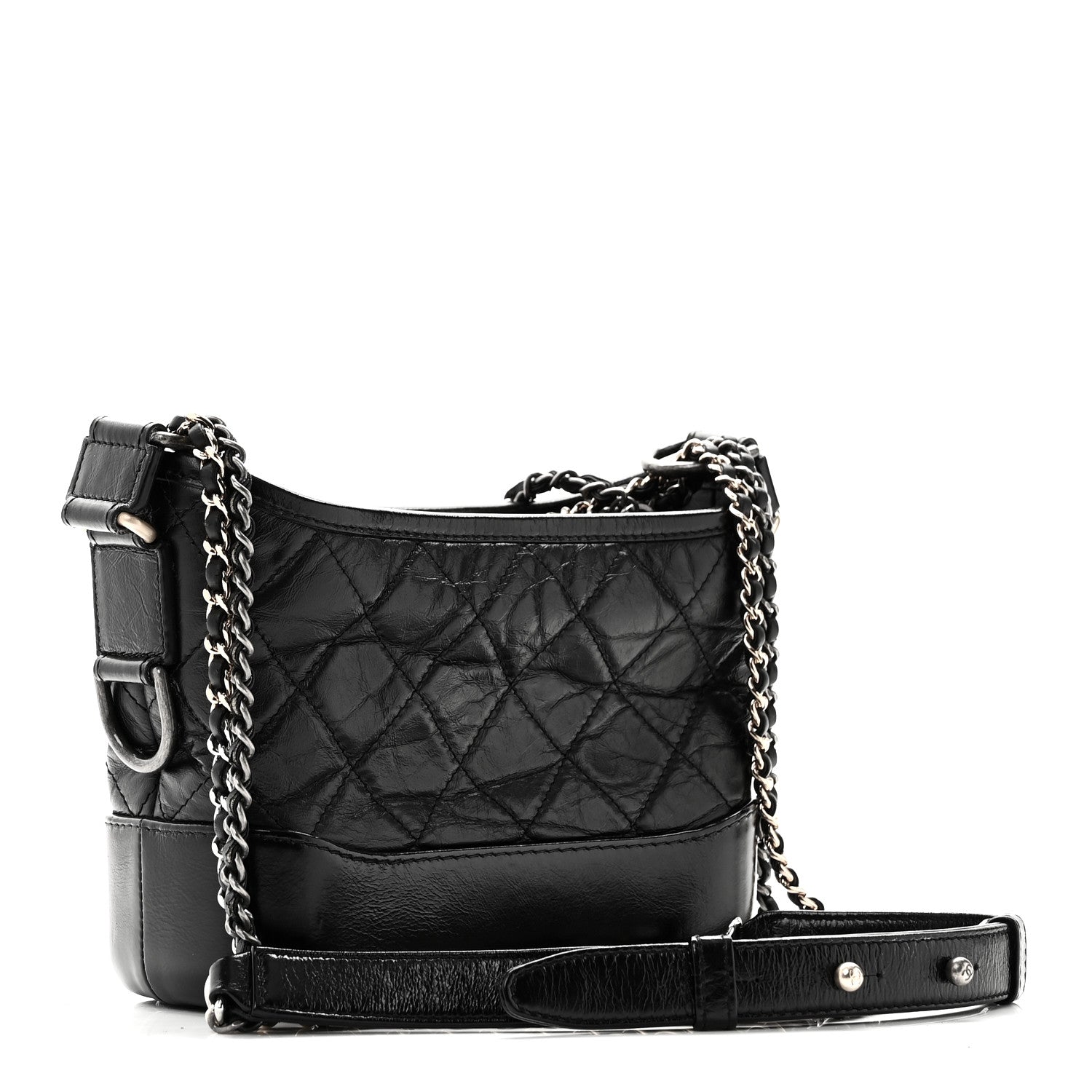 Aged Calfskin Quilted Small Gabrielle Hobo Black