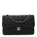 Caviar Quilted Jumbo Double Flap Black