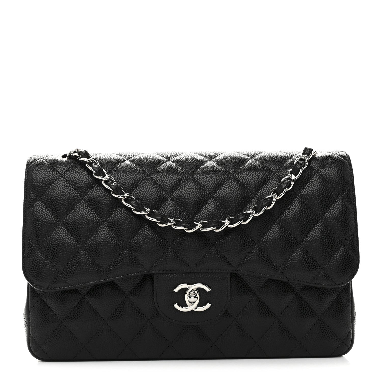 Caviar Quilted Jumbo Double Flap Black