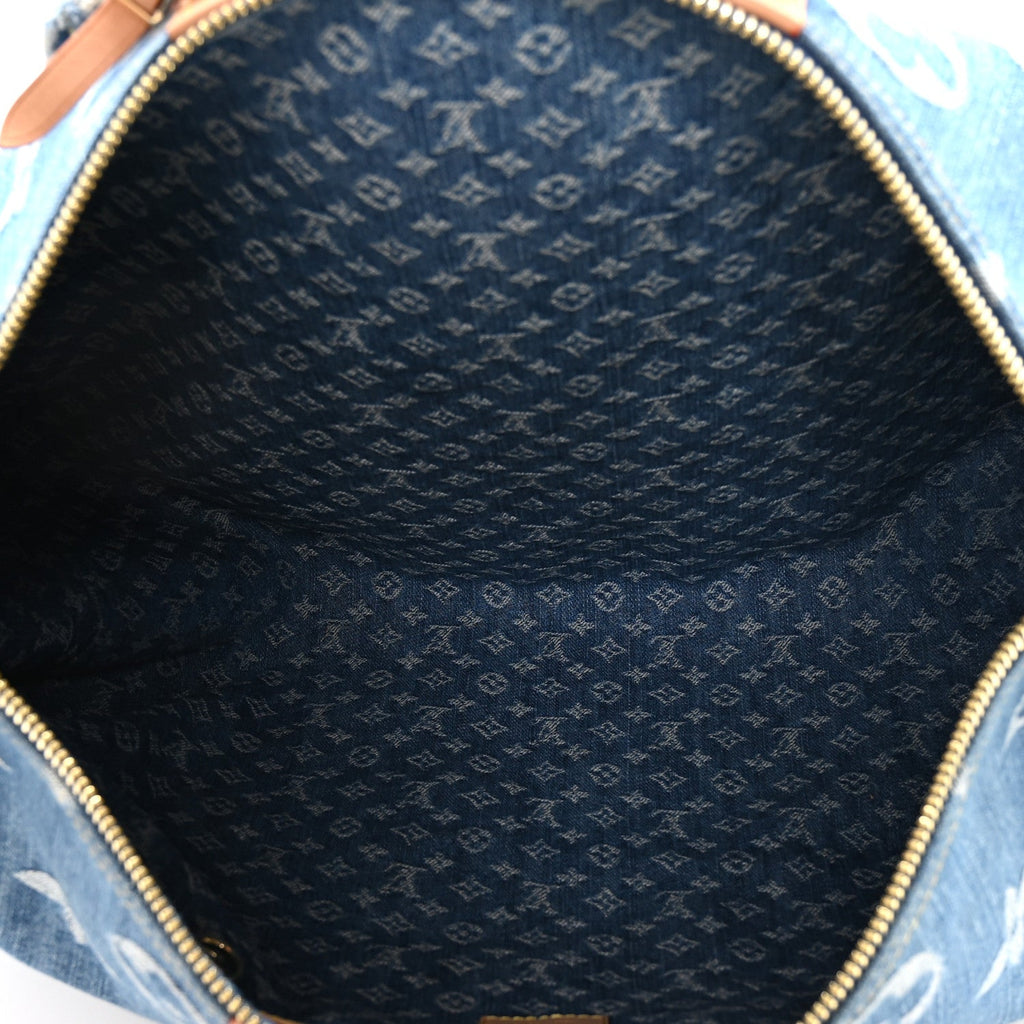 Denim Monogram New LV Remix Keepall Bandouliere 45 Blue