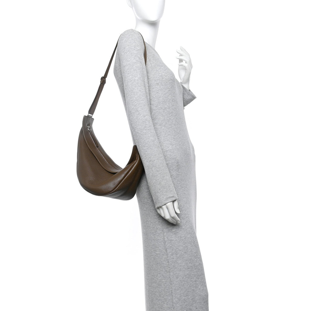 Grained Calfskin Large Slouchy Banana Bag Brunette