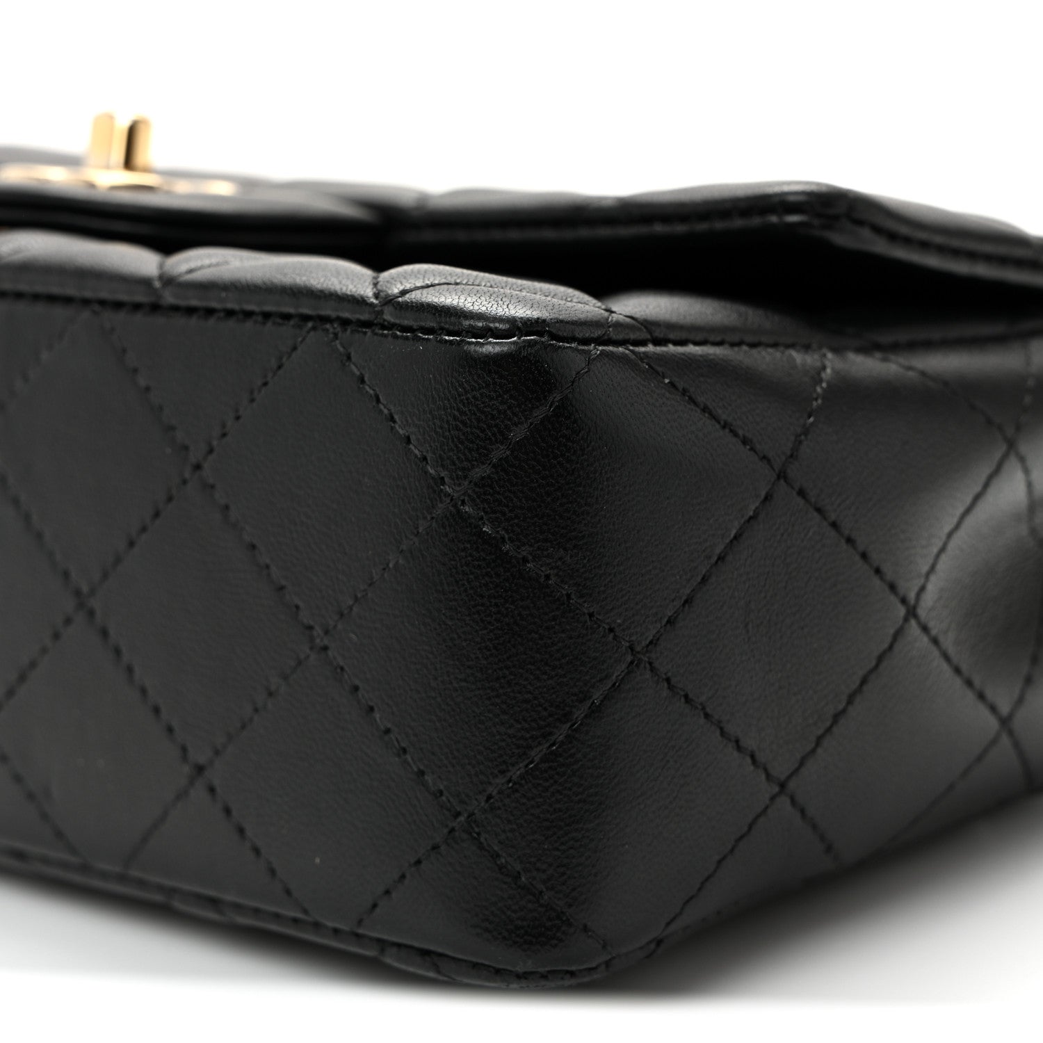 Lambskin Quilted Mini Rectangular Flap Black