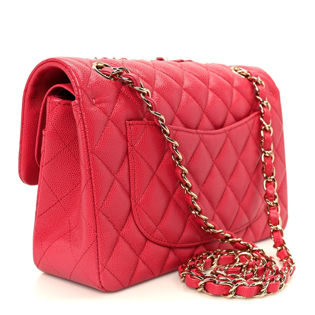 Caviar Quilted Small Double Flap Dark Pink