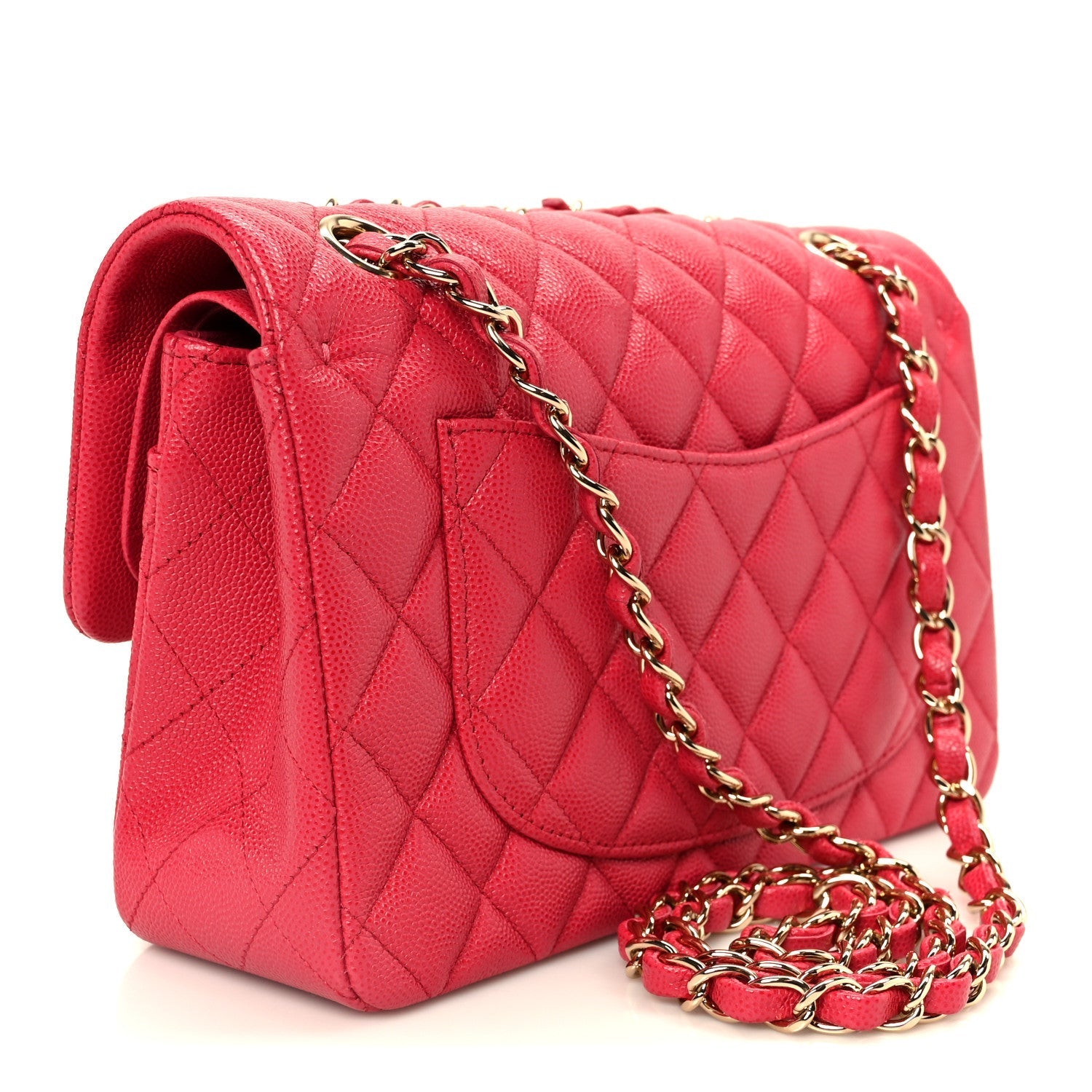 Caviar Quilted Small Double Flap Dark Pink