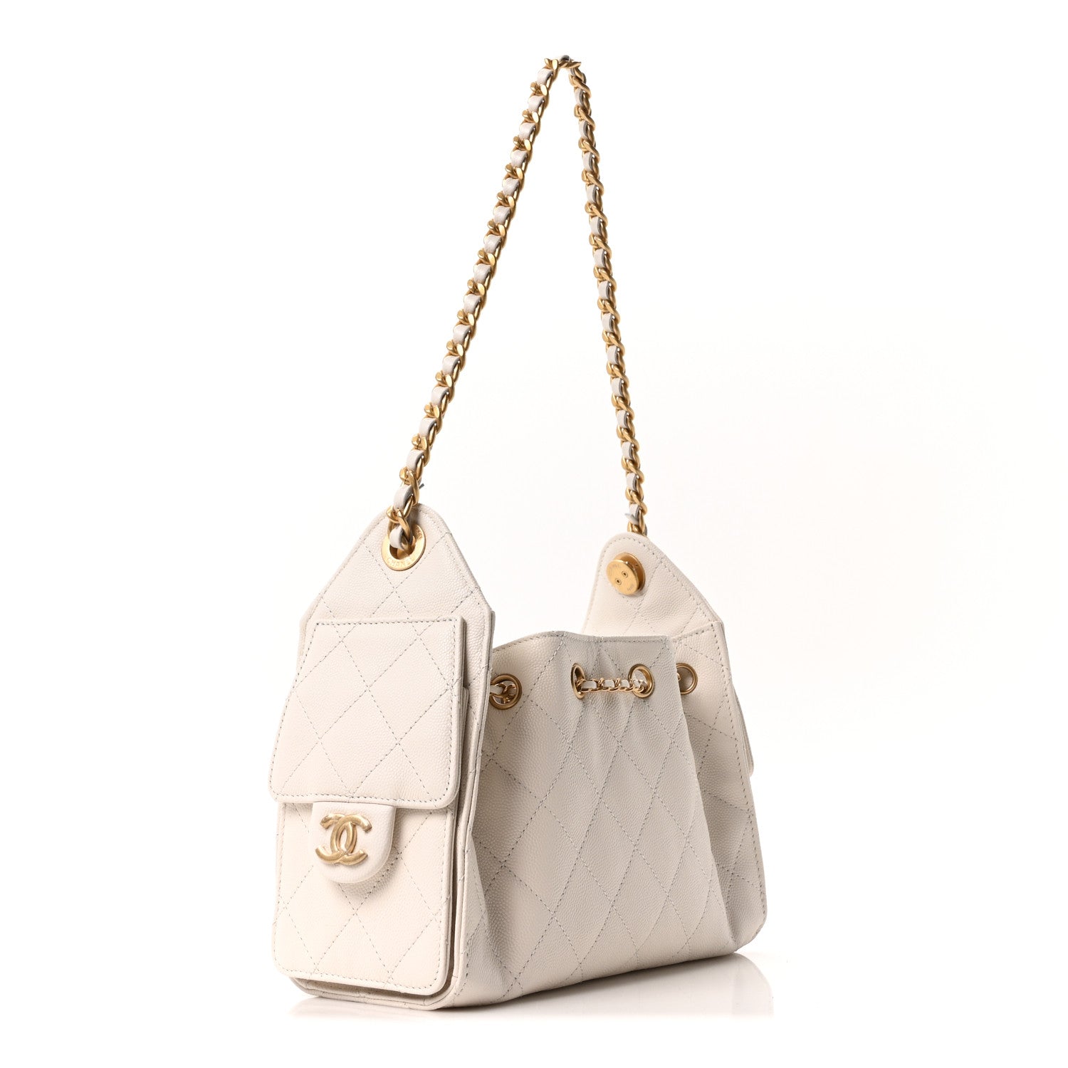 Caviar Quilted Mini Chanel 25 Handbag White