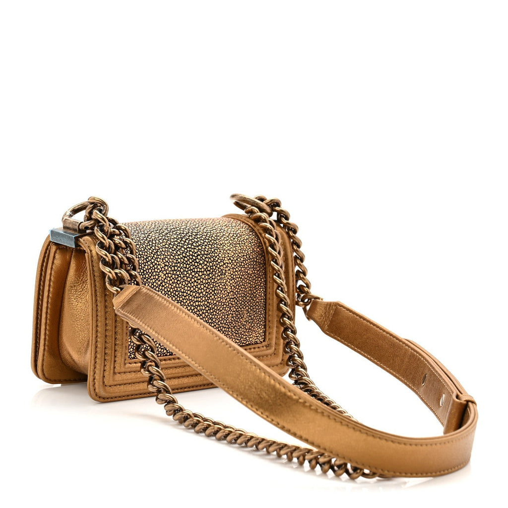Galuchat Stingray Mini Boy Flap Gold