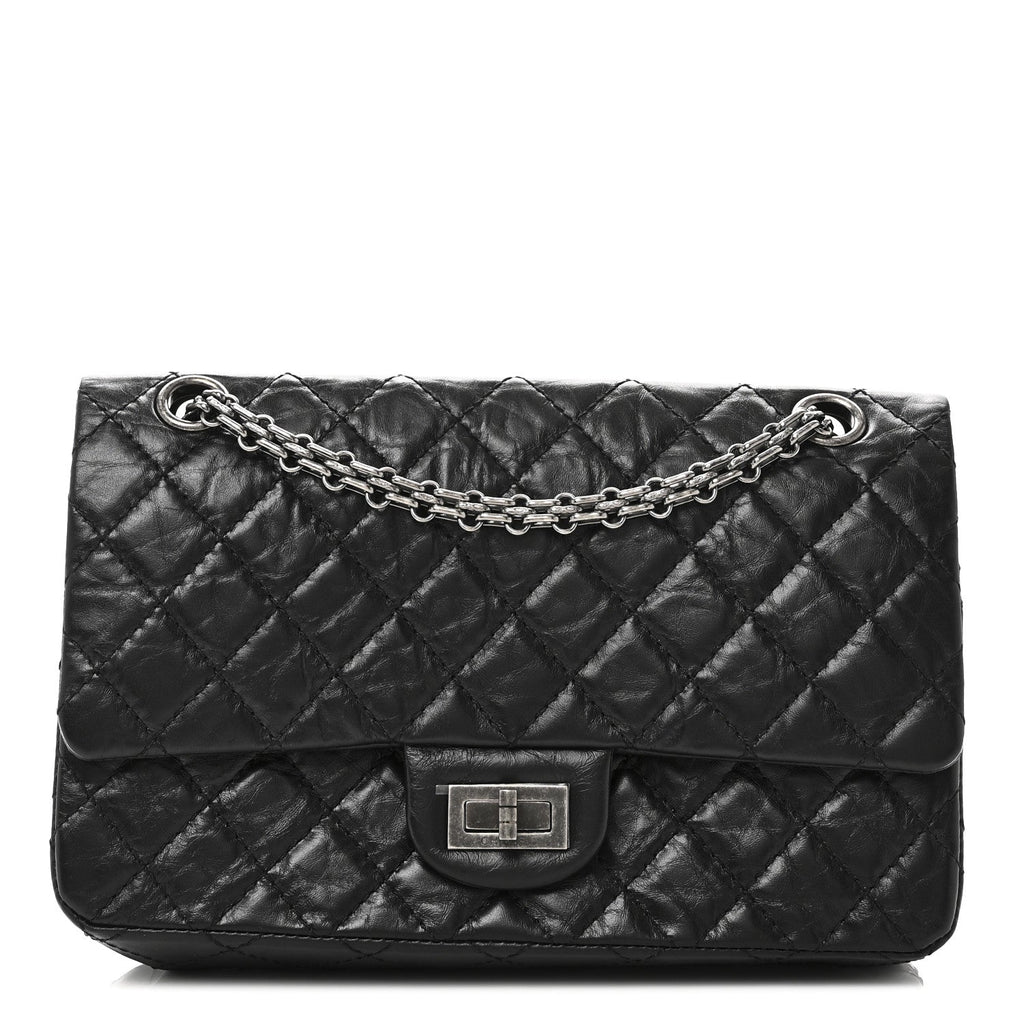 Aged Calfskin Quilted 2.55 Reissue 225 Flap Black