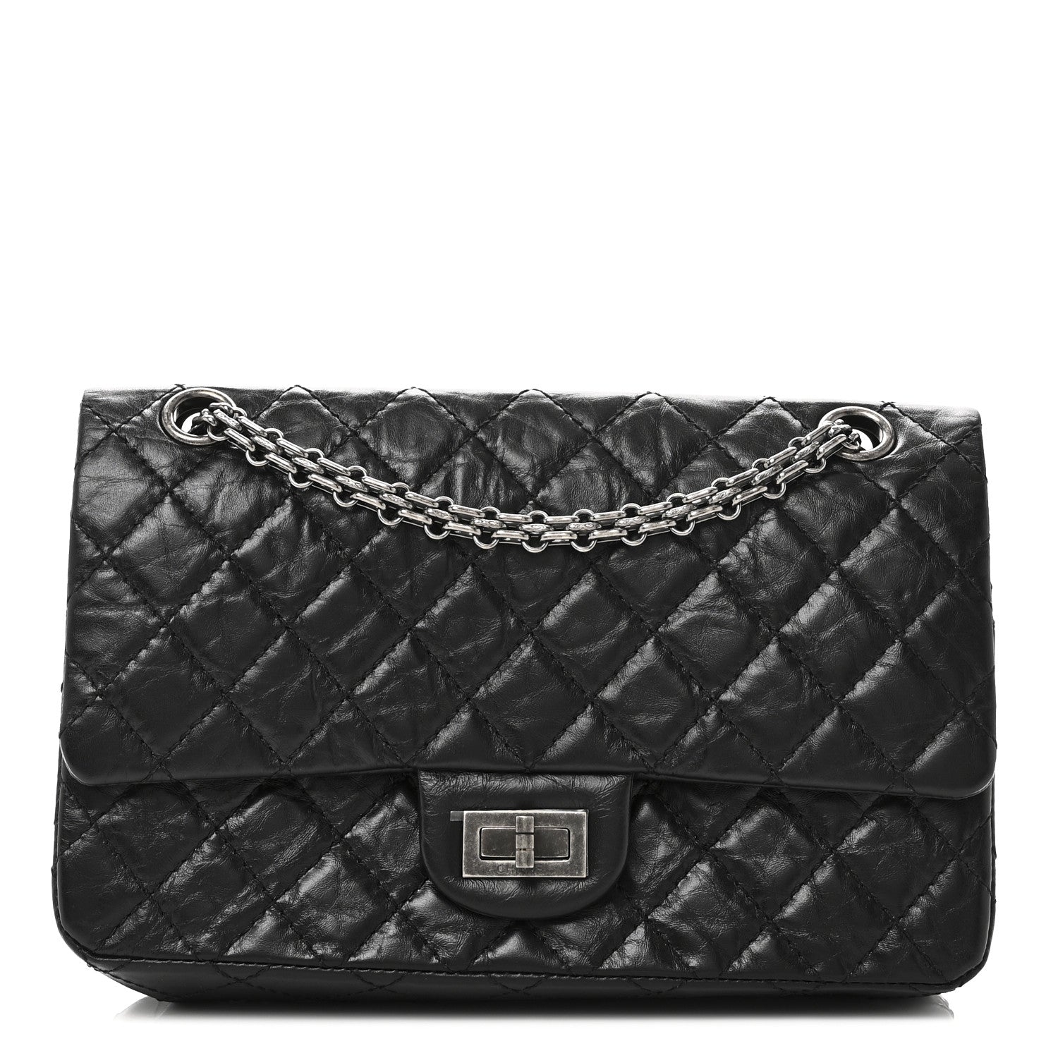 Aged Calfskin Quilted 2.55 Reissue 225 Flap Black