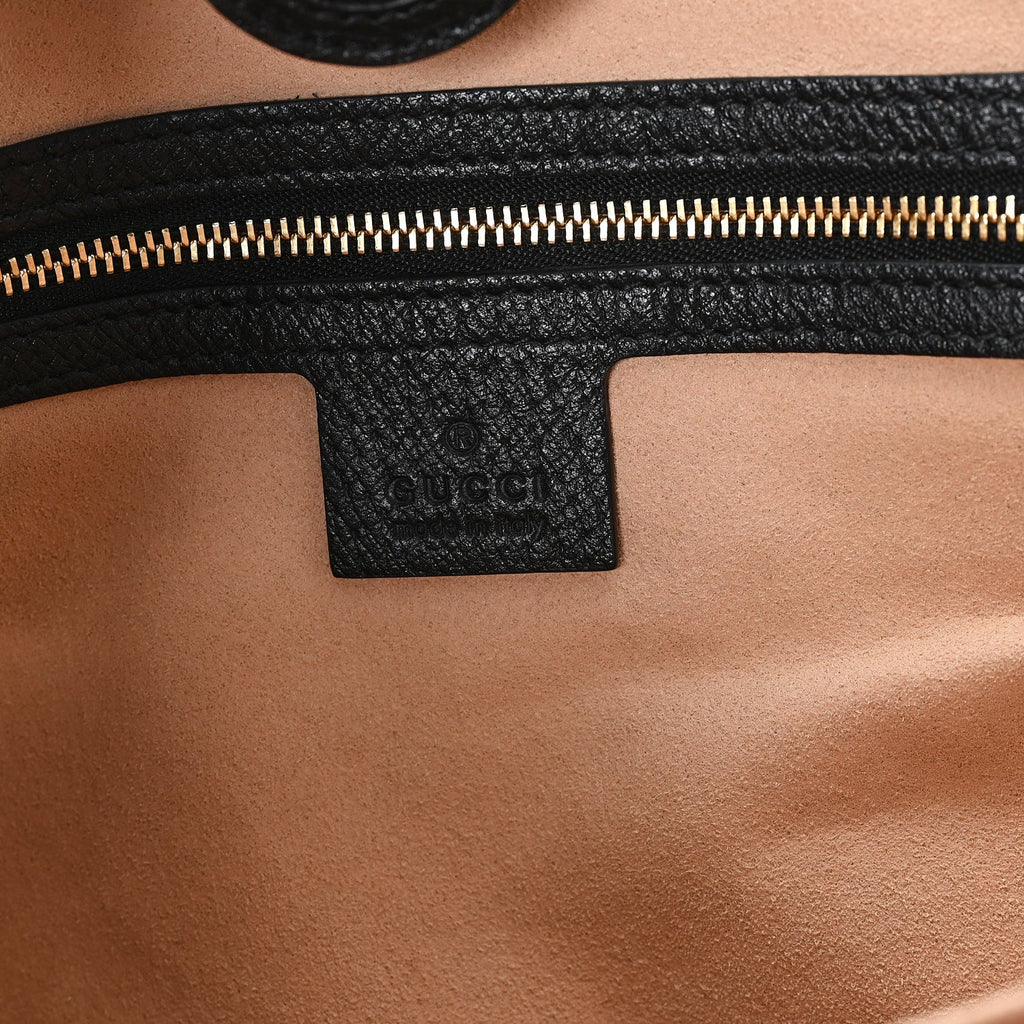 Textured Calfskin Web Medium Ophidia Shopping Tote Black