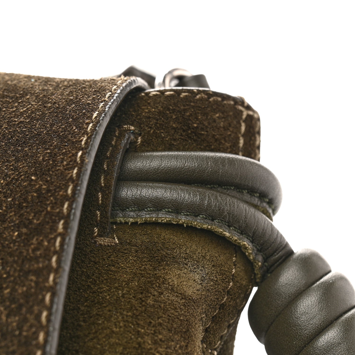 Suede Flamenco Satchel Bottle Green