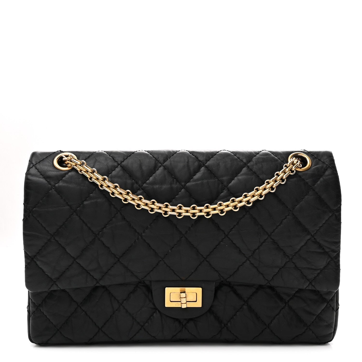 Aged Calfskin Quilted 2.55 Reissue 226 Flap Black
